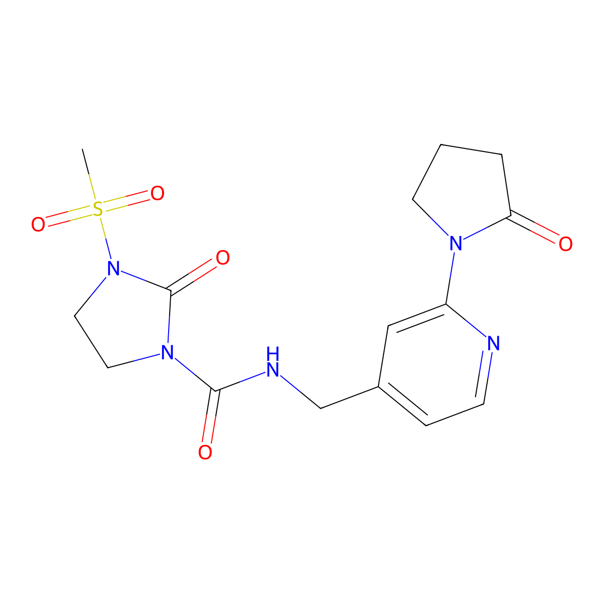 3-(methylsulfonyl)-2-oxo-N-((2-(2-oxopyrrolidin-1-yl)pyridin-4-yl)methyl)imidazolidine-1-carboxamide molecular structure, CAS 2034265-71-7
