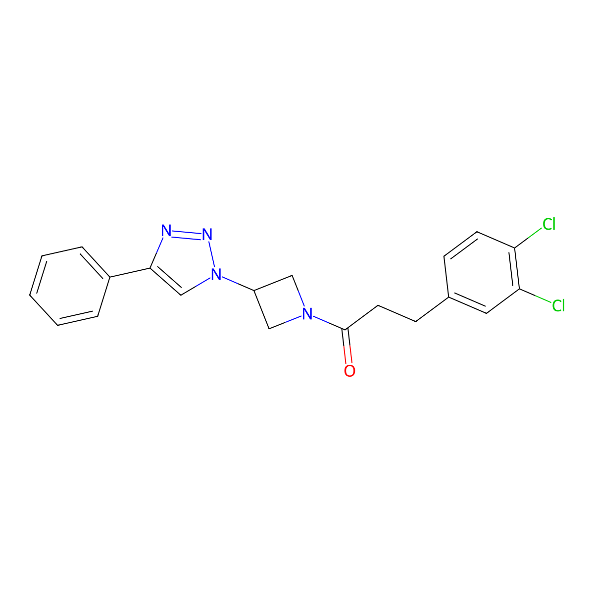3-(3,4-dichlorophenyl)-1-(3-(4-phenyl-1H-1,2,3-triazol-1-yl)azetidin-1-yl)propan-1-one molecular structure, CAS 2034265-72-8