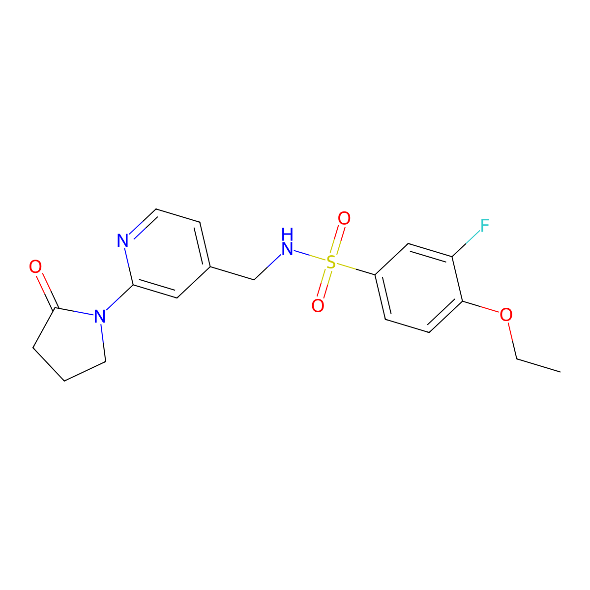 4-ethoxy-3-fluoro-N-((2-(2-oxopyrrolidin-1-yl)pyridin-4-yl)methyl)benzenesulfonamide molecular structure, CAS 2034265-78-4