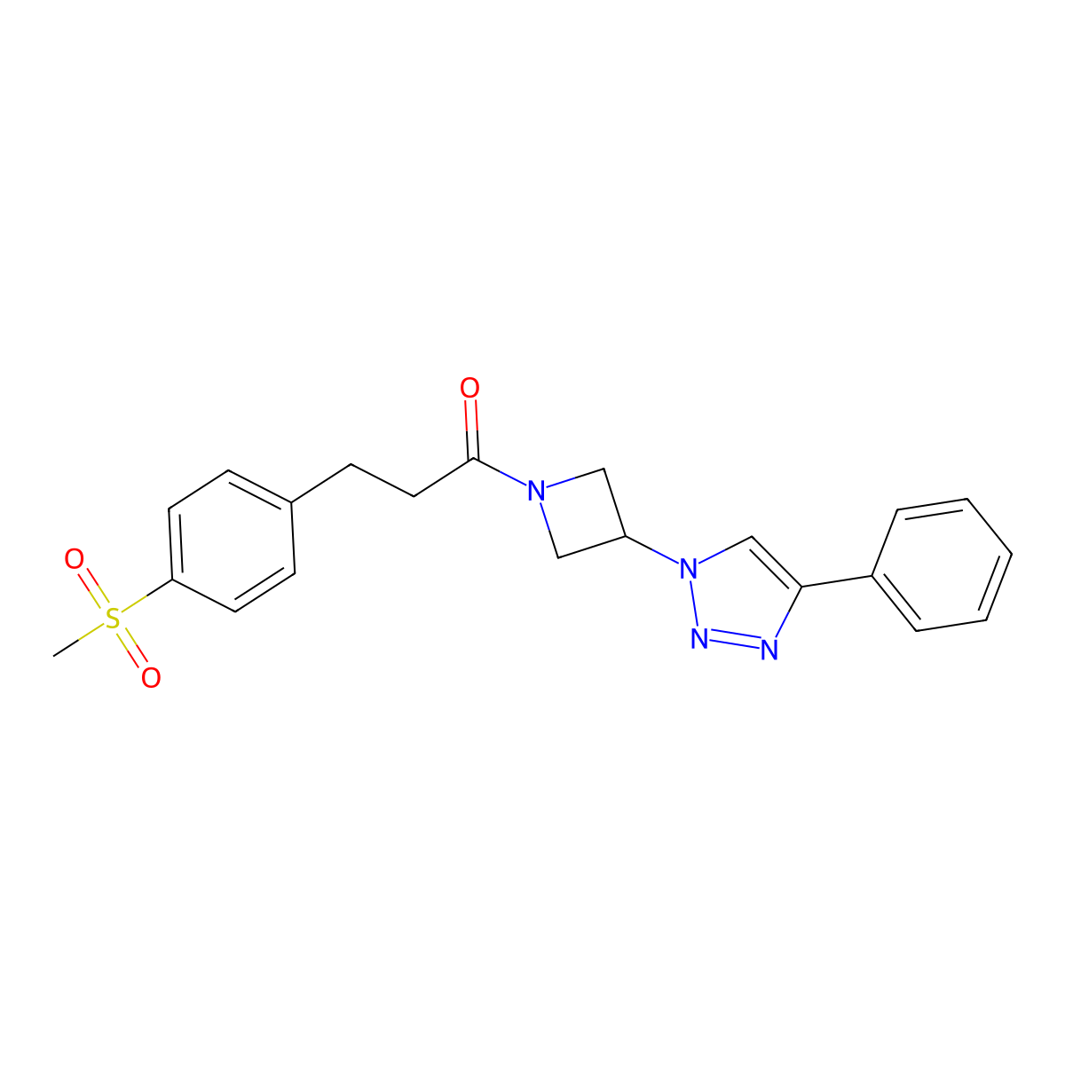 3-(4-(methylsulfonyl)phenyl)-1-(3-(4-phenyl-1H-1,2,3-triazol-1-yl)azetidin-1-yl)propan-1-one molecular structure, CAS 2034265-81-9