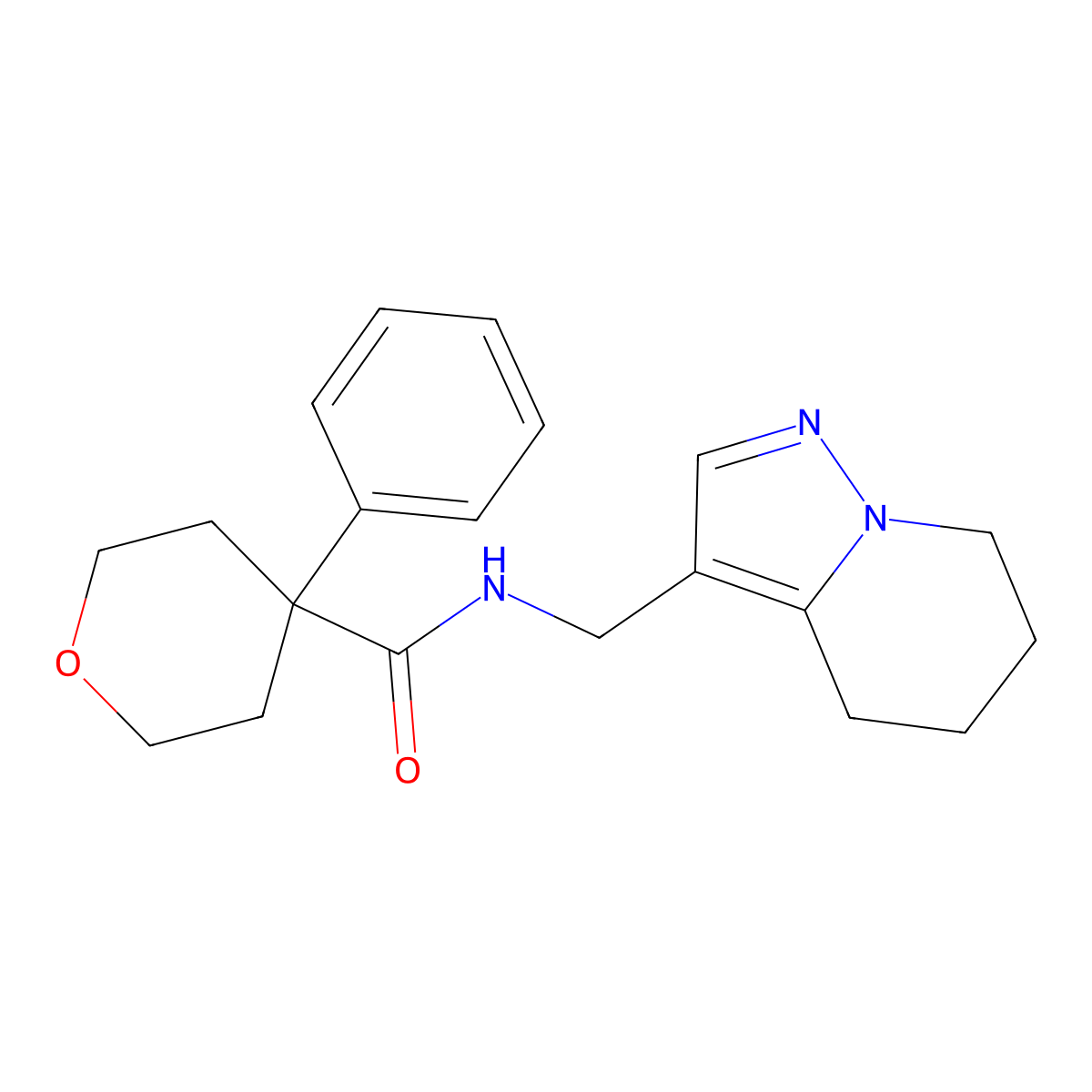 4-phenyl-N-((4,5,6,7-tetrahydropyrazolo[1,5-a]pyridin-3-yl)methyl)tetrahydro-2H-pyran-4-carboxamide molecular structure, CAS 2034265-84-2