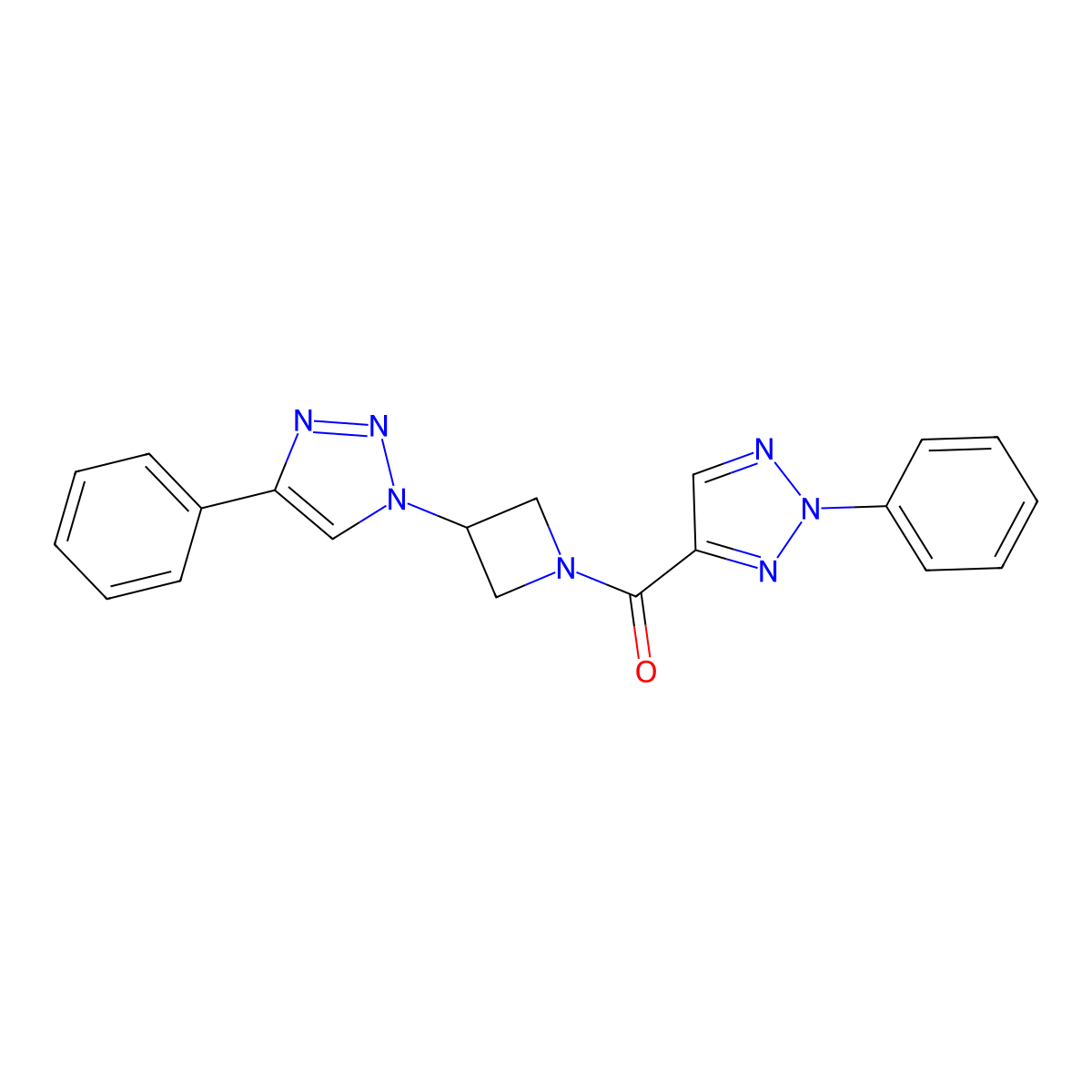 (3-(4-phenyl-1H-1,2,3-triazol-1-yl)azetidin-1-yl)(2-phenyl-2H-1,2,3-triazol-4-yl)methanone molecular structure, CAS 2034265-91-1