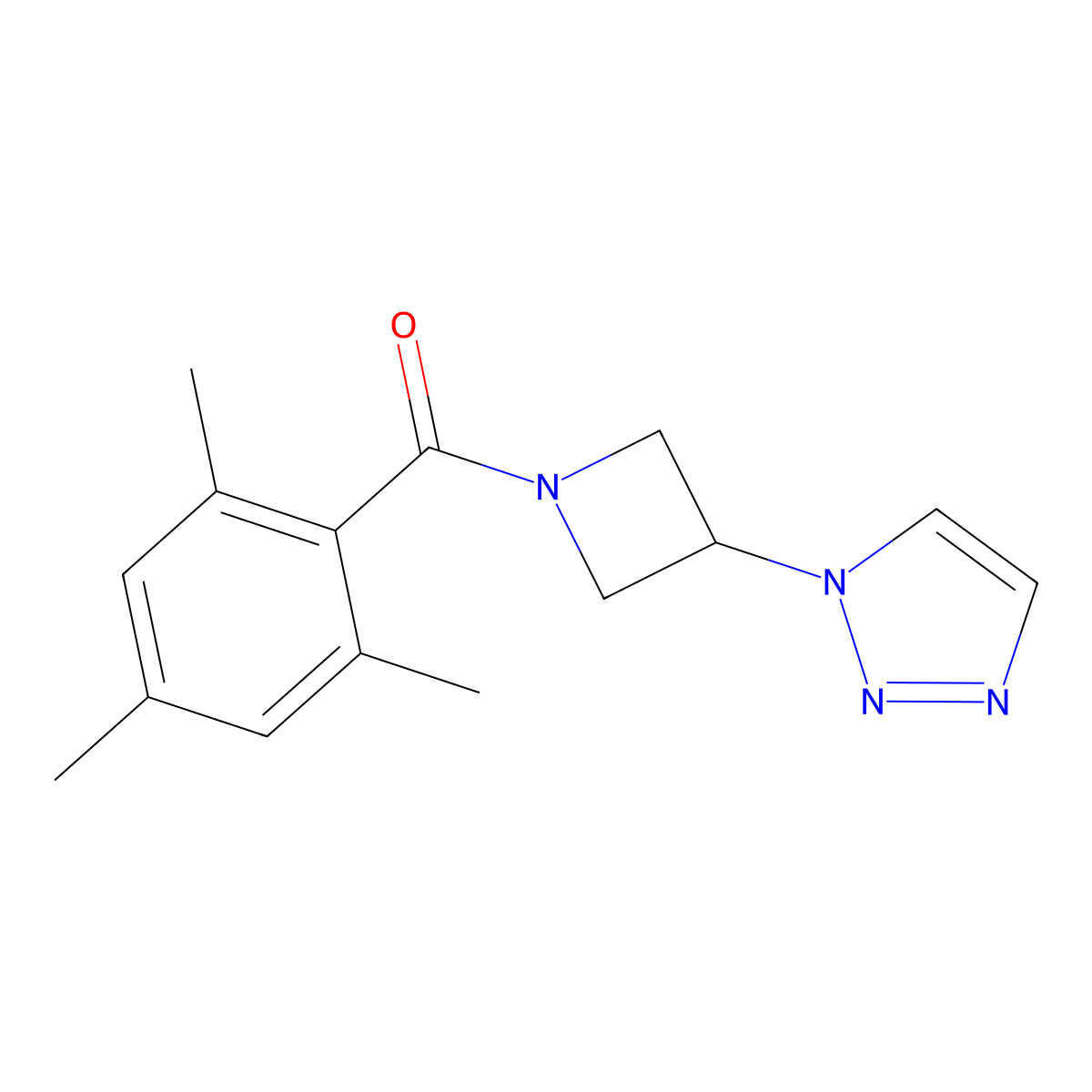 (3-(1H-1,2,3-triazol-1-yl)azetidin-1-yl)(mesityl)methanone molecular structure, CAS 2034265-92-2