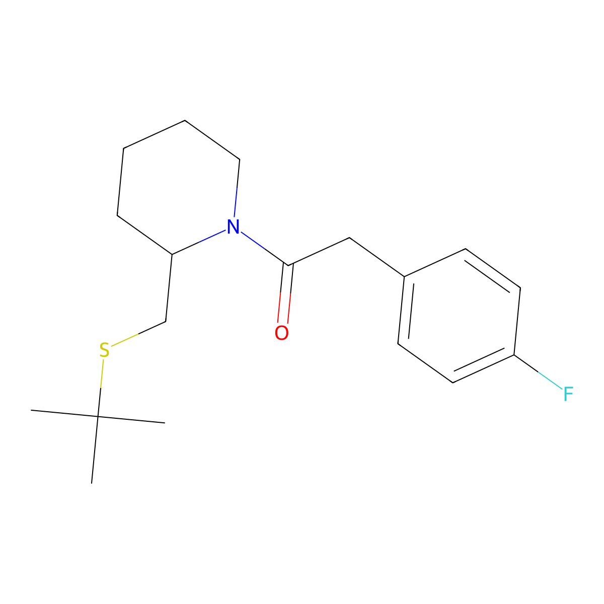 1-(2-((Tert-butylthio)methyl)piperidin-1-yl)-2-(4-fluorophenyl)ethanone molecular structure, CAS 2034265-94-4