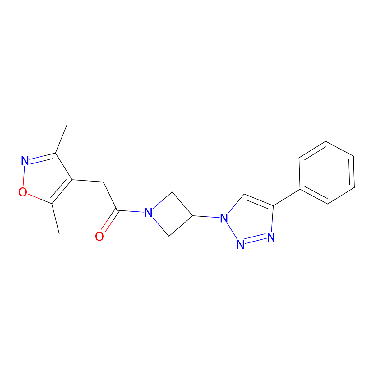 2-(3,5-dimethylisoxazol-4-yl)-1-(3-(4-phenyl-1H-1,2,3-triazol-1-yl)azetidin-1-yl)ethanone molecular structure, CAS 2034265-97-7