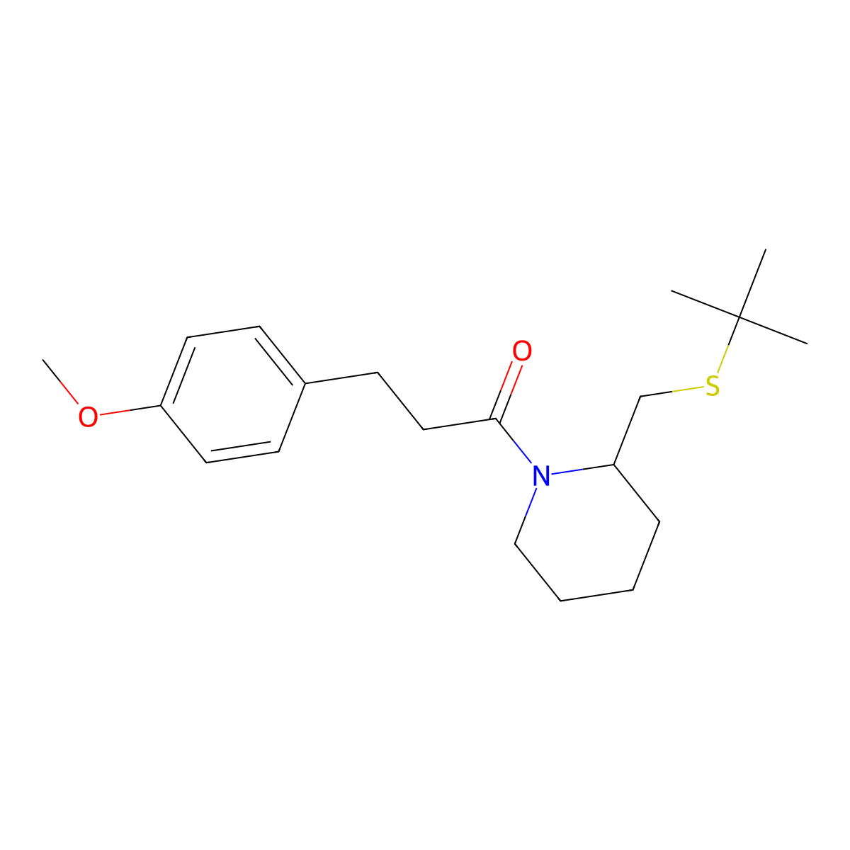 1-(2-((Tert-butylthio)methyl)piperidin-1-yl)-3-(4-methoxyphenyl)propan-1-one molecular structure, CAS 2034266-00-5