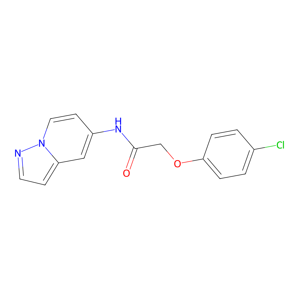 2-(4-chlorophenoxy)-N-{pyrazolo[1,5-a]pyridin-5-yl}acetamide molecular structure, CAS 2034266-03-8