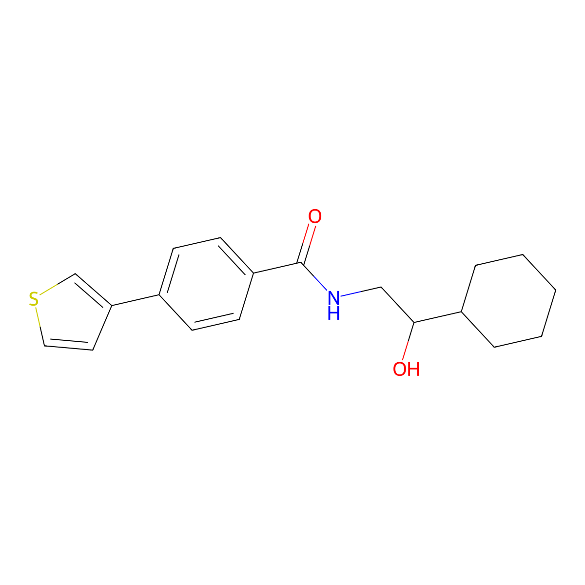 N-(2-cyclohexyl-2-hydroxyethyl)-4-(thiophen-3-yl)benzamide molecular structure, CAS 2034266-05-0