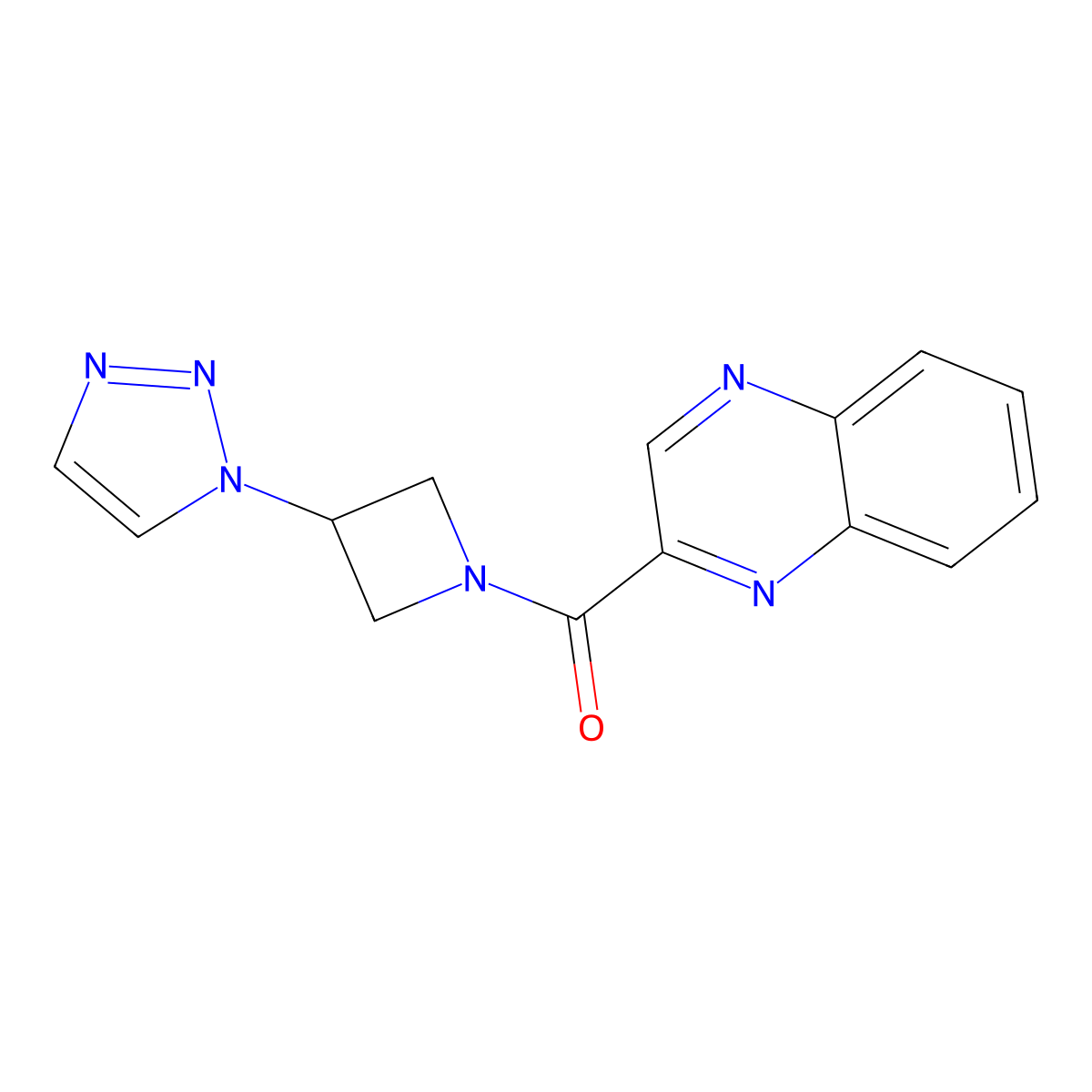 (3-(1H-1,2,3-triazol-1-yl)azetidin-1-yl)(quinoxalin-2-yl)methanone molecular structure, CAS 2034266-10-7