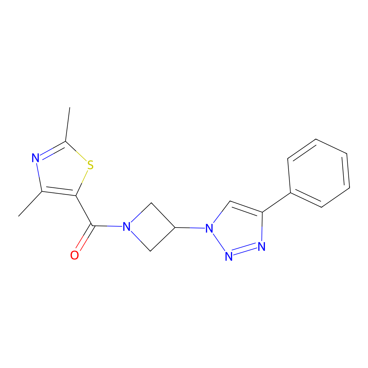 (2,4-dimethylthiazol-5-yl)(3-(4-phenyl-1H-1,2,3-triazol-1-yl)azetidin-1-yl)methanone molecular structure, CAS 2034266-11-8