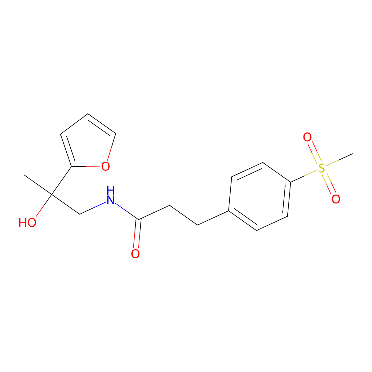 N-(2-(furan-2-yl)-2-hydroxypropyl)-3-(4-(methylsulfonyl)phenyl)propanamide molecular structure, CAS 2034266-14-1