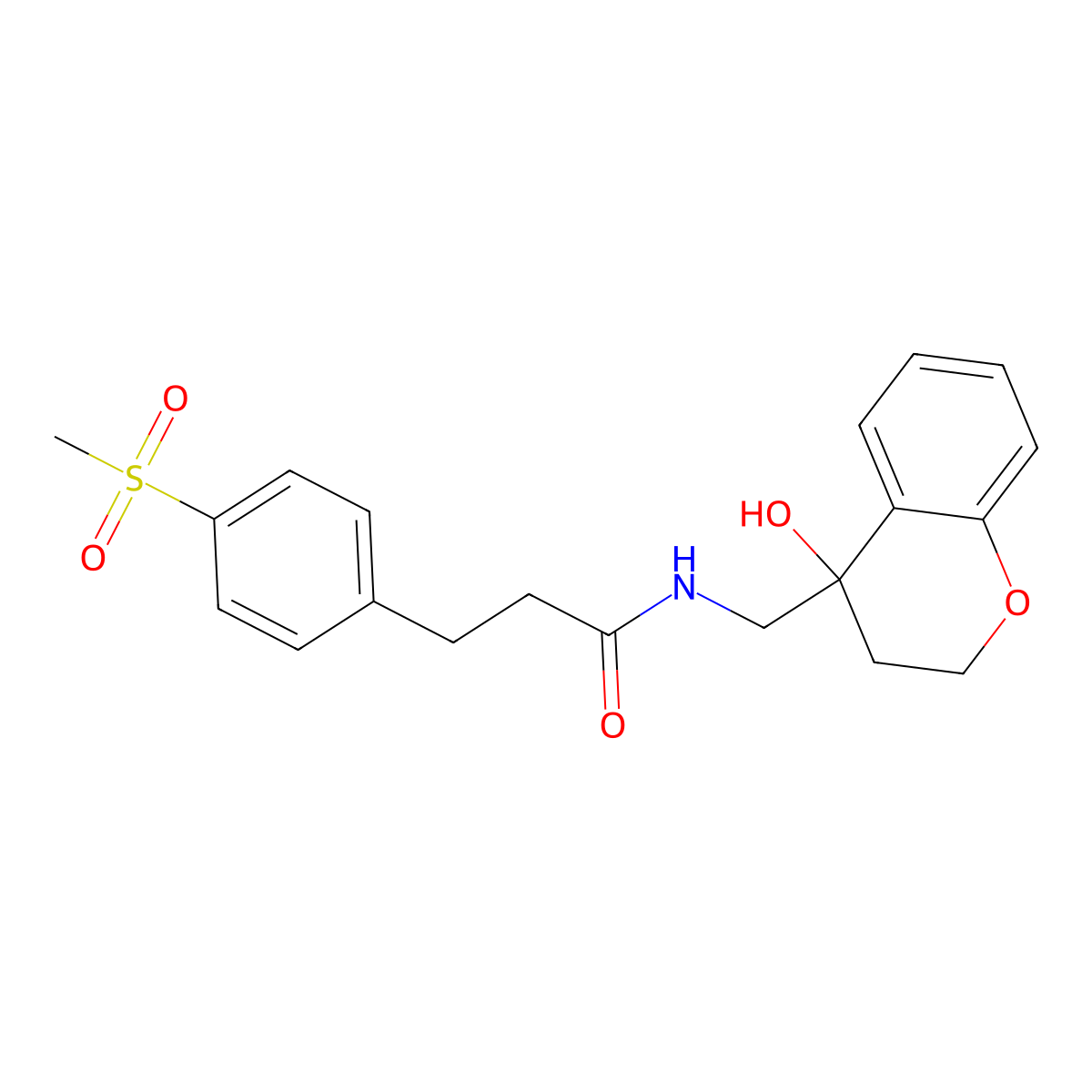 N-((4-hydroxychroman-4-yl)methyl)-3-(4-(methylsulfonyl)phenyl)propanamide molecular structure, CAS 2034266-16-3