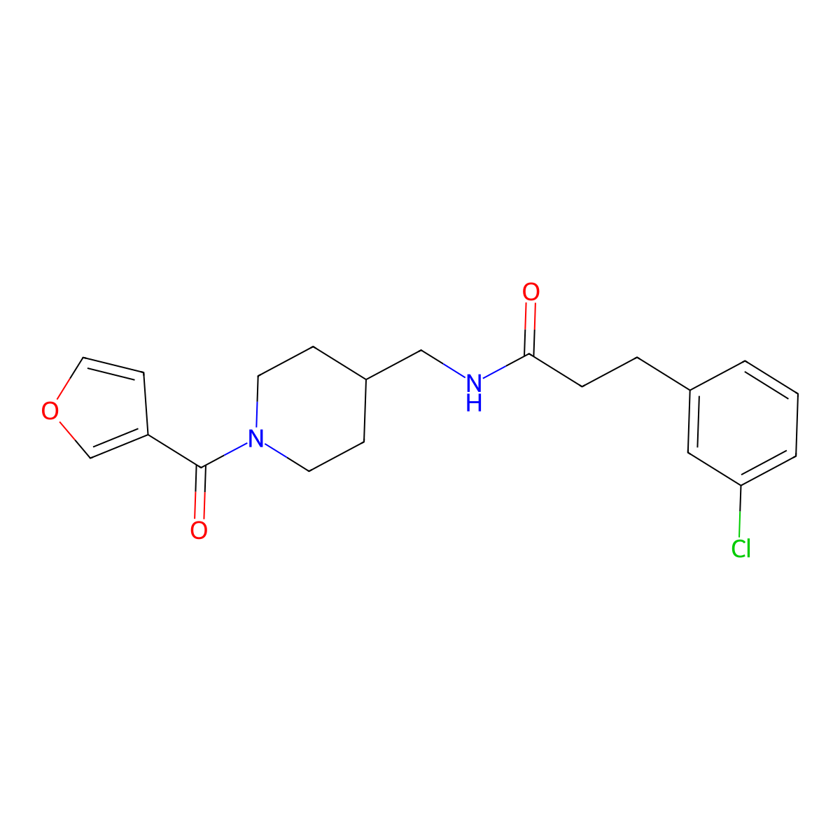 3-(3-chlorophenyl)-N-{[1-(furan-3-carbonyl)piperidin-4-yl]methyl}propanamide molecular structure, CAS 2034266-17-4