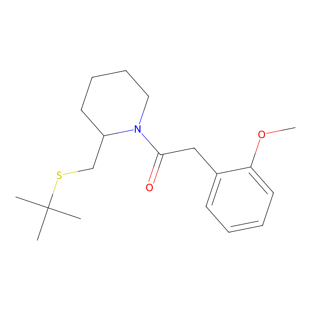 1-(2-((Tert-butylthio)methyl)piperidin-1-yl)-2-(2-methoxyphenyl)ethanone molecular structure, CAS 2034266-27-6