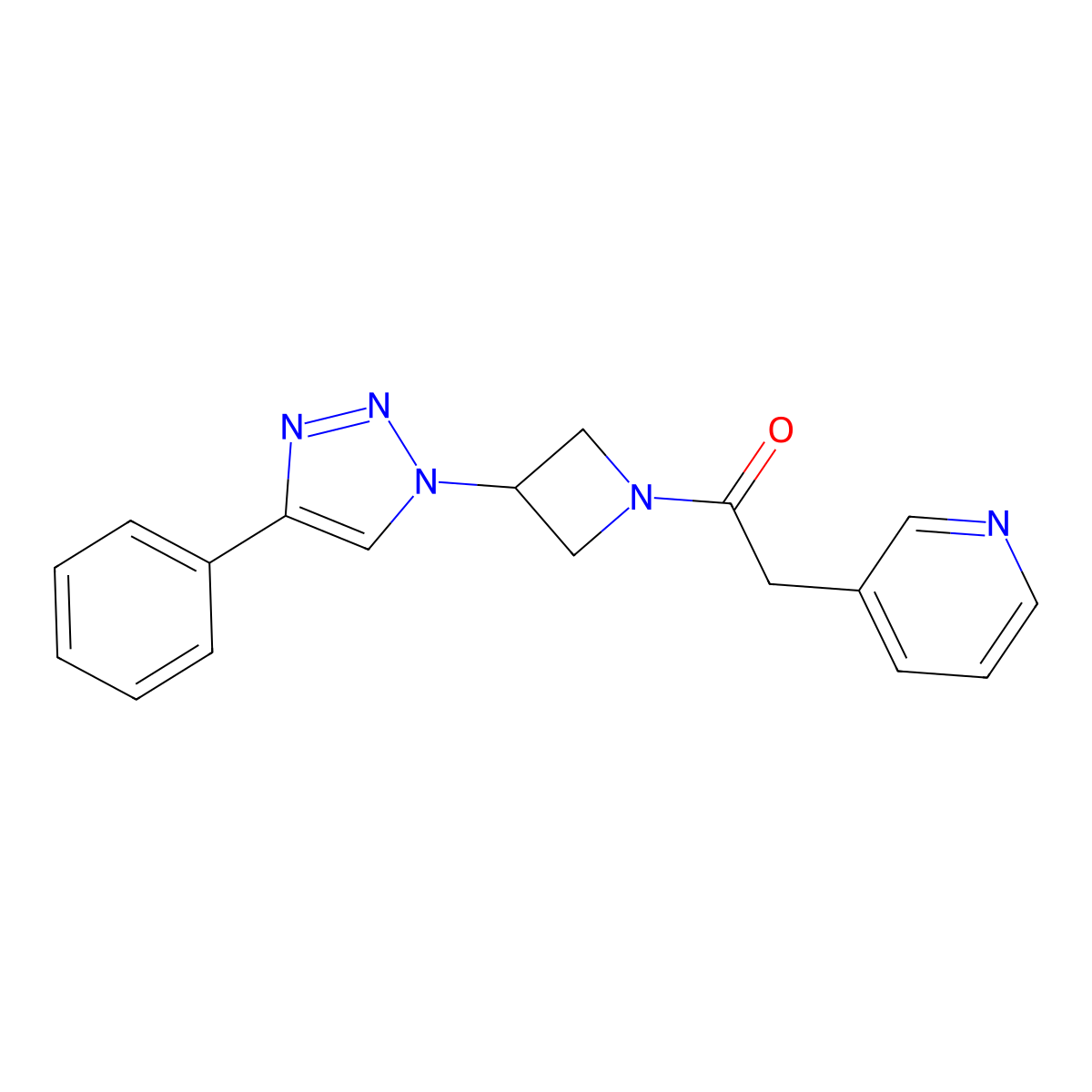 1-(3-(4-phenyl-1H-1,2,3-triazol-1-yl)azetidin-1-yl)-2-(pyridin-3-yl)ethanone molecular structure, CAS 2034266-29-8