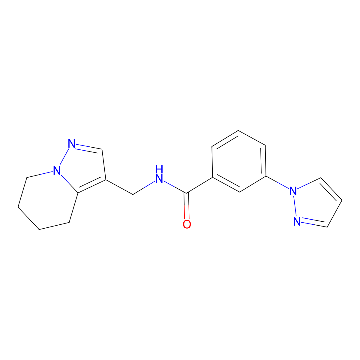 3-(1H-pyrazol-1-yl)-N-((4,5,6,7-tetrahydropyrazolo[1,5-a]pyridin-3-yl)methyl)benzamide molecular structure, CAS 2034266-31-2