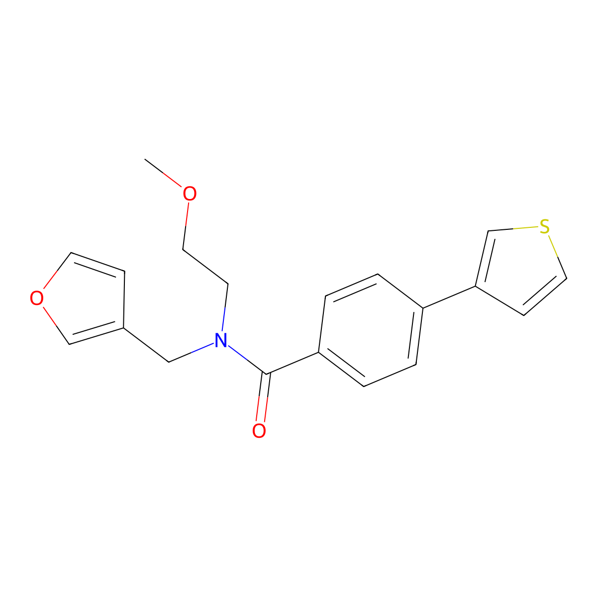N-(furan-3-ylmethyl)-N-(2-methoxyethyl)-4-(thiophen-3-yl)benzamide molecular structure, CAS 2034266-36-7