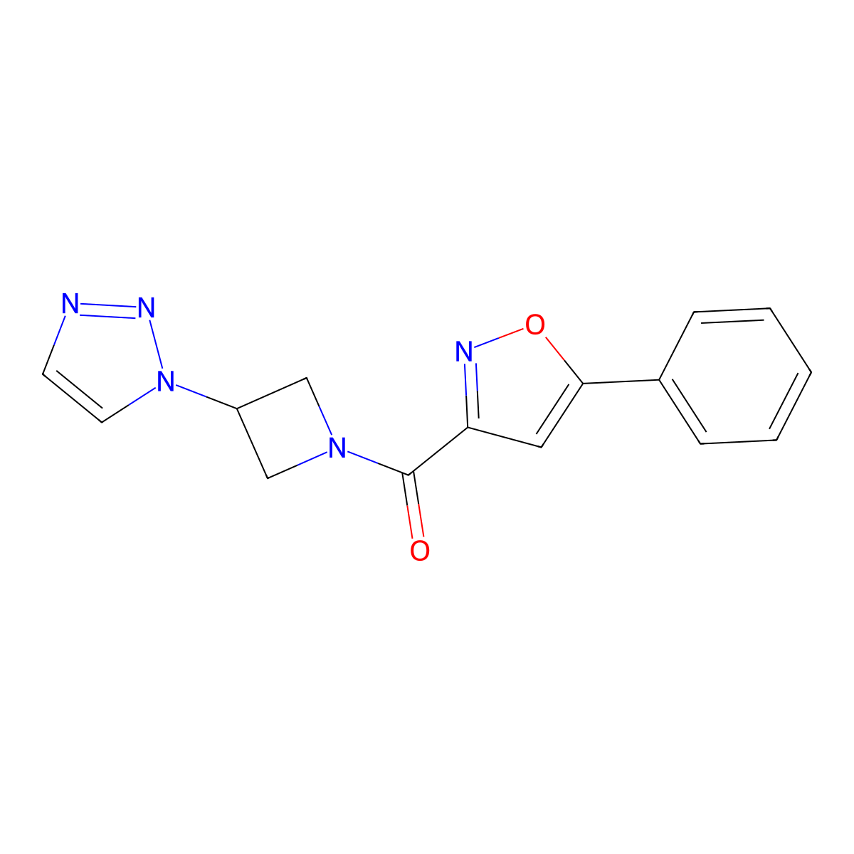 (3-(1H-1,2,3-triazol-1-yl)azetidin-1-yl)(5-phenylisoxazol-3-yl)methanone molecular structure, CAS 2034266-37-8