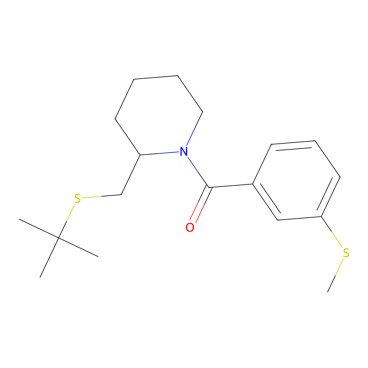 (2-((Tert-butylthio)methyl)piperidin-1-yl)(3-(methylthio)phenyl)methanone molecular structure, CAS 2034266-39-0