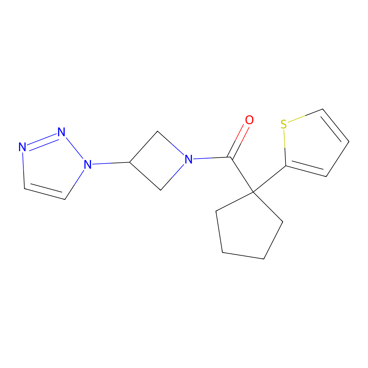 (3-(1H-1,2,3-triazol-1-yl)azetidin-1-yl)(1-(thiophen-2-yl)cyclopentyl)methanone molecular structure, CAS 2034266-42-5