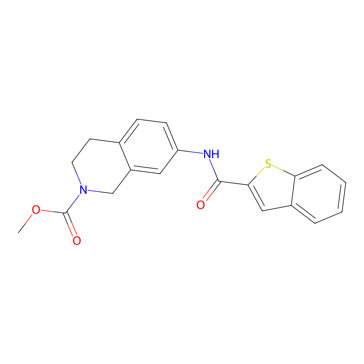 methyl 7-(benzo[b]thiophene-2-carboxamido)-3,4-dihydroisoquinoline-2(1H)-carboxylate molecular structure, CAS 2034266-45-8