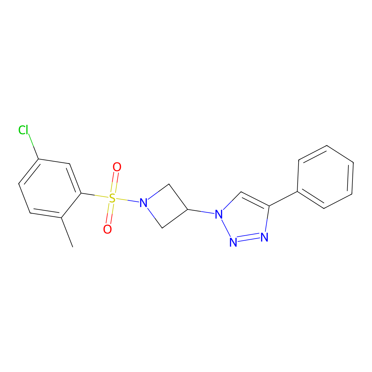 1-(1-((5-chloro-2-methylphenyl)sulfonyl)azetidin-3-yl)-4-phenyl-1H-1,2,3-triazole molecular structure, CAS 2034266-48-1