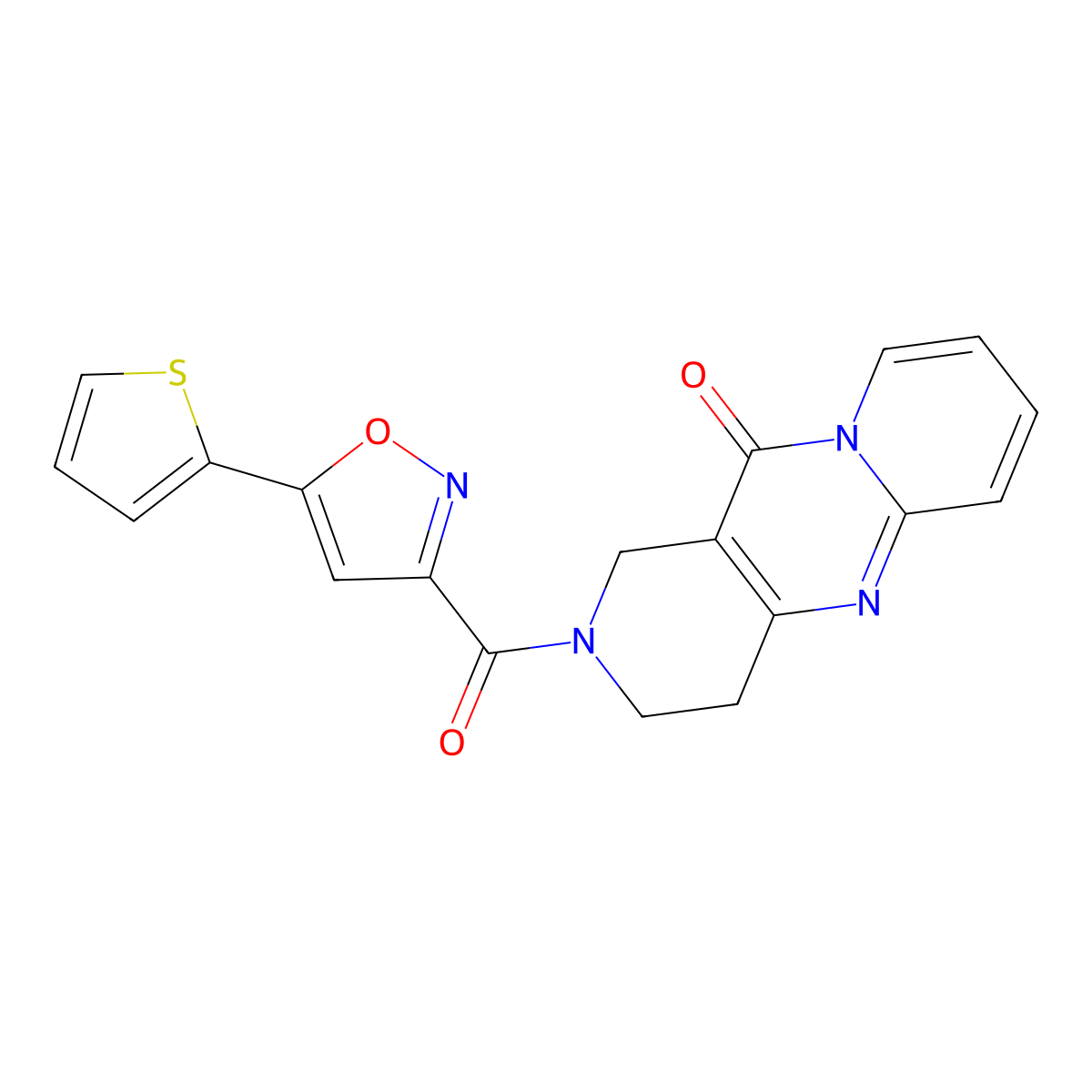 5-[5-(Thiophen-2-yl)-1,2-oxazole-3-carbonyl]-1,5,9-triazatricyclo[8.4.0.0^{3,8}]tetradeca-3(8),9,11,13-tetraen-2-one molecular structure, CAS 2034266-49-2
