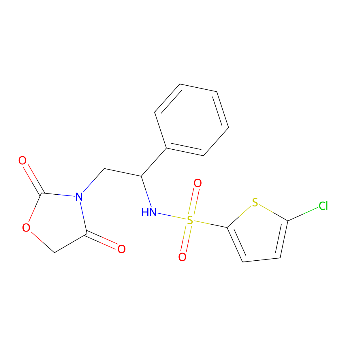 5-chloro-N-(2-(2,4-dioxooxazolidin-3-yl)-1-phenylethyl)thiophene-2-sulfonamide molecular structure, CAS 2034266-50-5