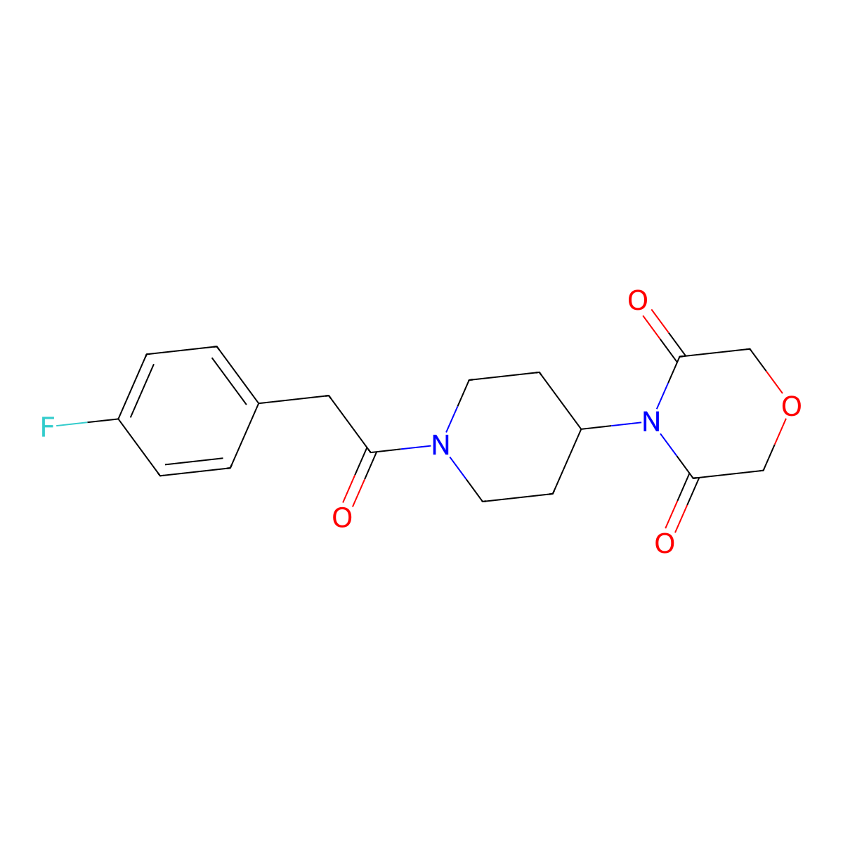 4-{1-[2-(4-Fluorophenyl)acetyl]piperidin-4-yl}morpholine-3,5-dione molecular structure, CAS 2034266-51-6