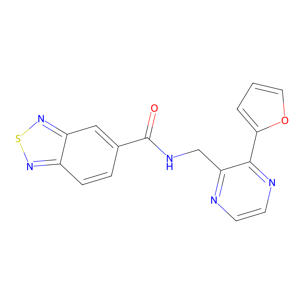 N-((3-(furan-2-yl)pyrazin-2-yl)methyl)benzo[c][1,2,5]thiadiazole-5-carboxamide molecular structure, CAS 2034266-55-0