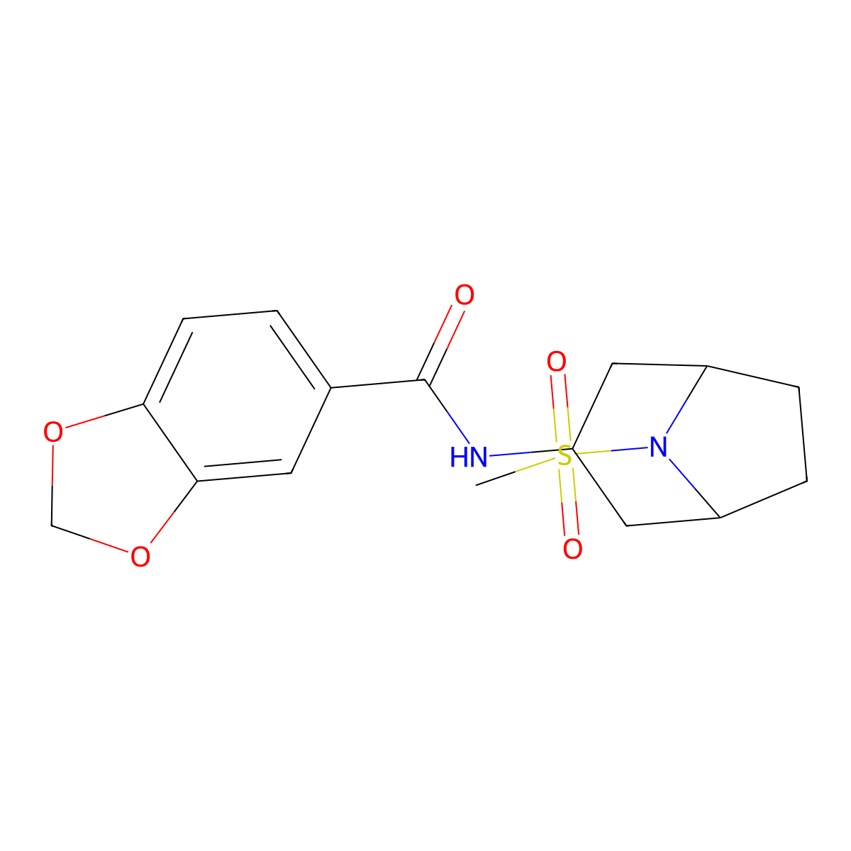 N-(8-(methylsulfonyl)-8-azabicyclo[3.2.1]octan-3-yl)benzo[d][1,3]dioxole-5-carboxamide molecular structure, CAS 2034266-62-9
