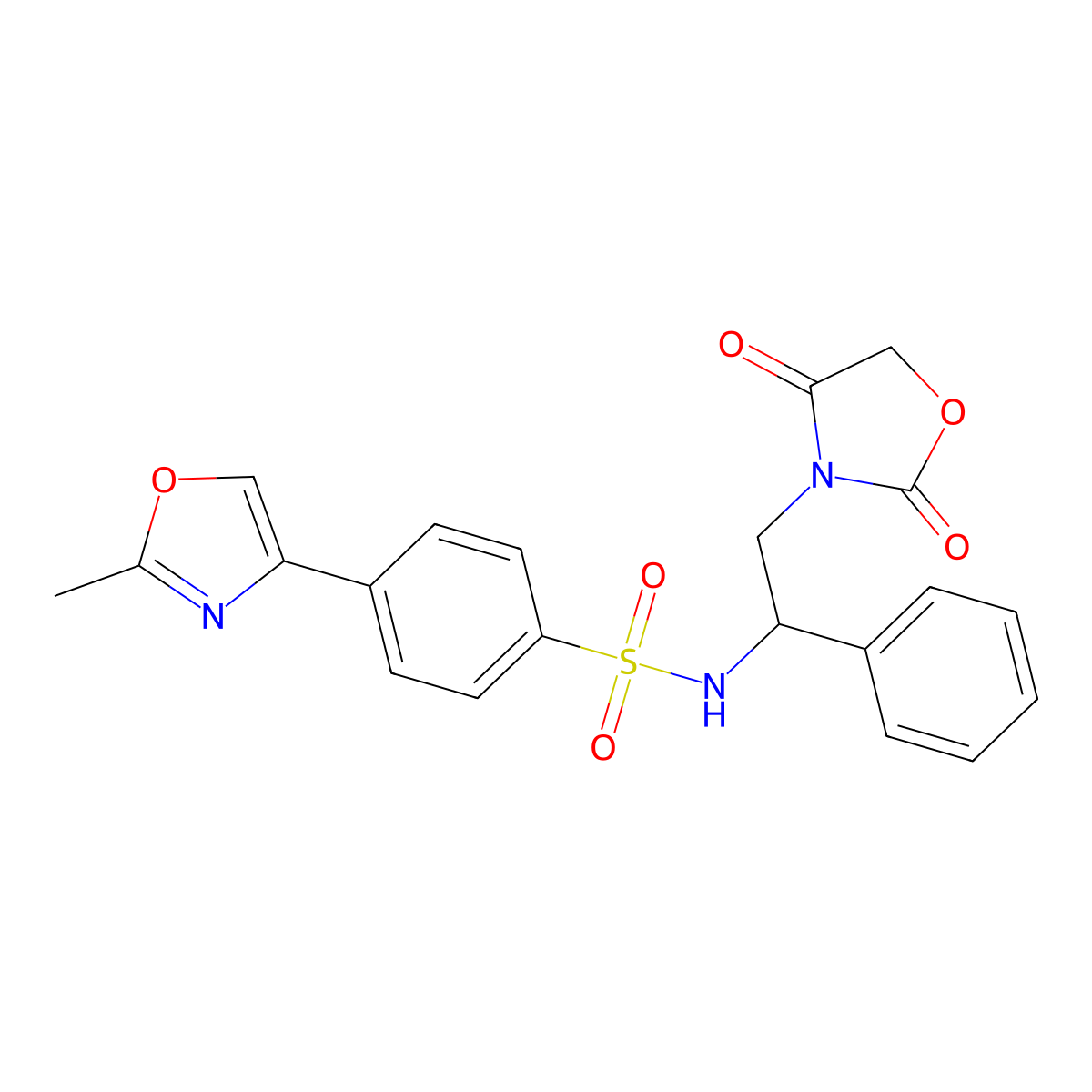 N-(2-(2,4-dioxooxazolidin-3-yl)-1-phenylethyl)-4-(2-methyloxazol-4-yl)benzenesulfonamide molecular structure, CAS 2034266-65-2