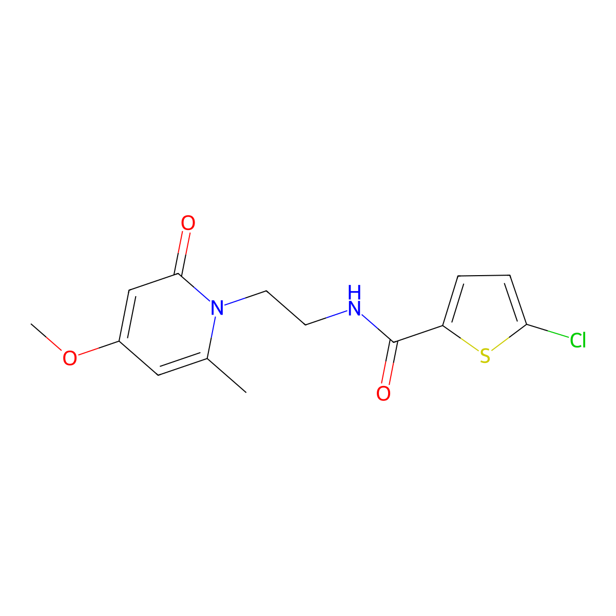 5-chloro-N-(2-(4-methoxy-6-methyl-2-oxopyridin-1(2H)-yl)ethyl)thiophene-2-carboxamide molecular structure, CAS 2034266-66-3