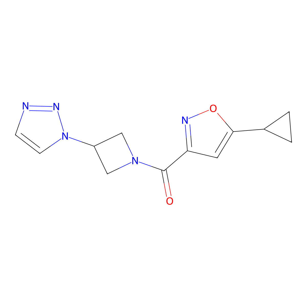 (3-(1H-1,2,3-triazol-1-yl)azetidin-1-yl)(5-cyclopropylisoxazol-3-yl)methanone molecular structure, CAS 2034266-67-4