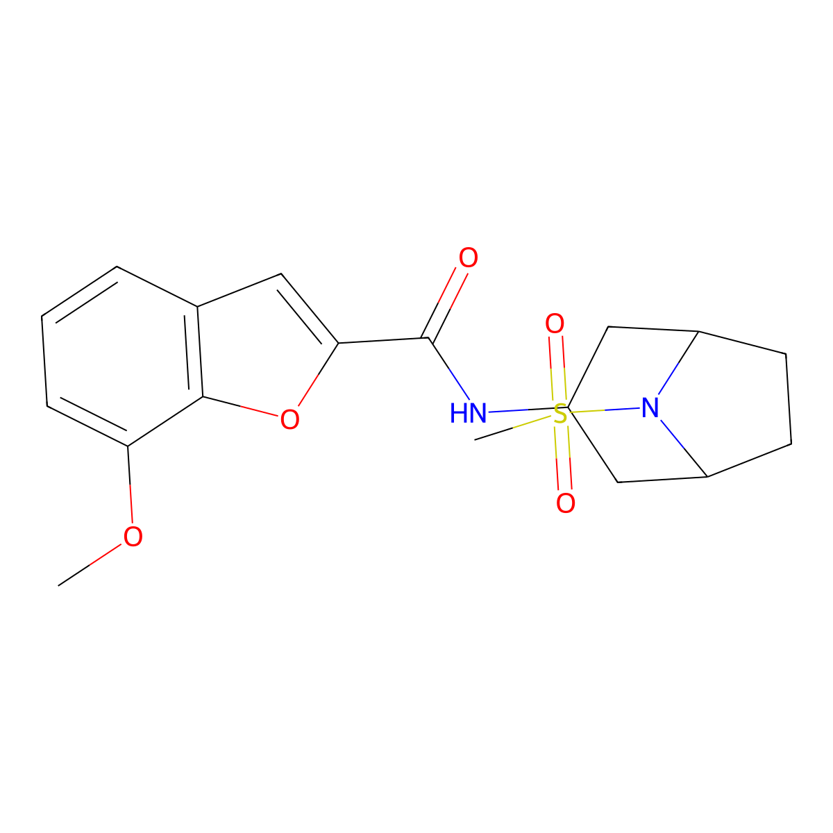 7-methoxy-N-(8-(methylsulfonyl)-8-azabicyclo[3.2.1]octan-3-yl)benzofuran-2-carboxamide molecular structure, CAS 2034266-68-5