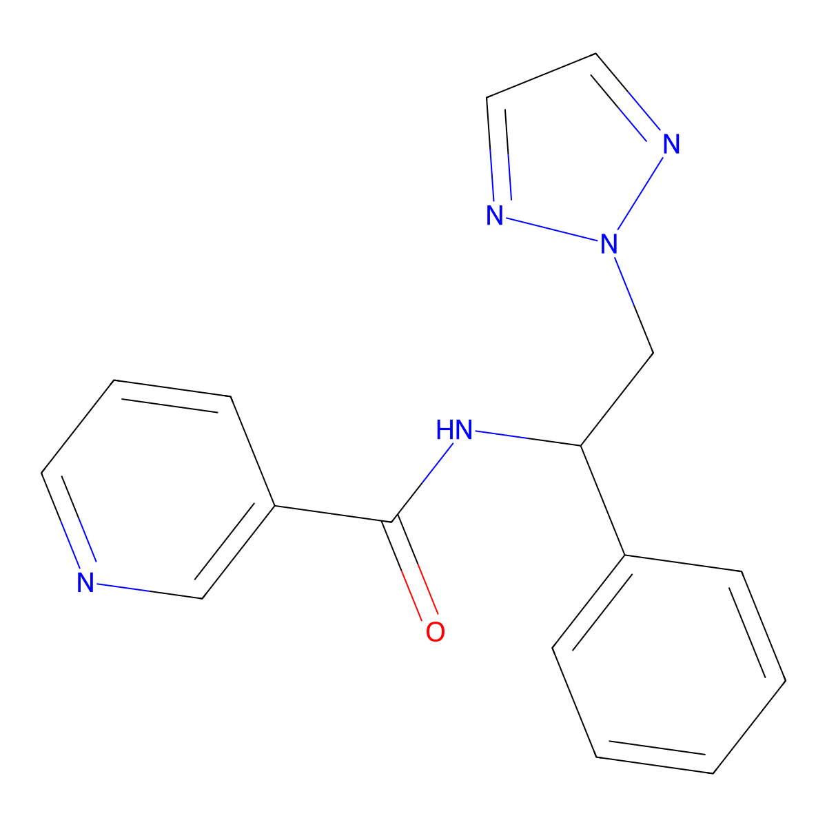 N-(1-phenyl-2-(2H-1,2,3-triazol-2-yl)ethyl)nicotinamide molecular structure, CAS 2034266-70-9