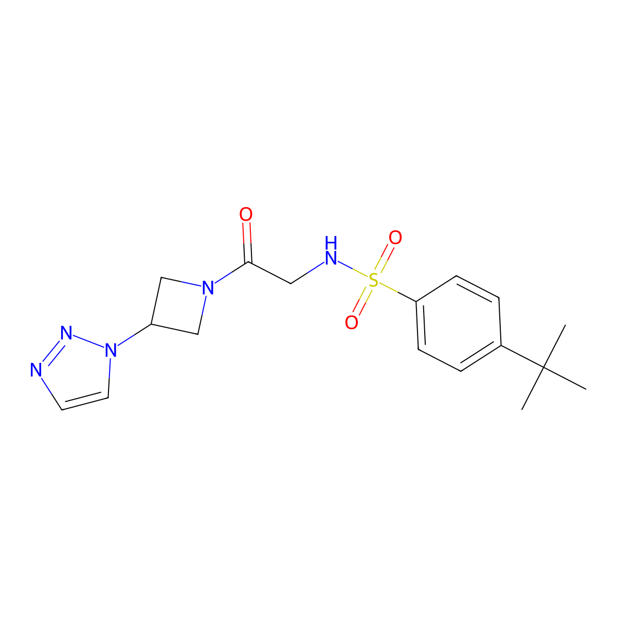 N-(2-(3-(1H-1,2,3-triazol-1-yl)azetidin-1-yl)-2-oxoethyl)-4-(tert-butyl)benzenesulfonamide molecular structure, CAS 2034266-73-2