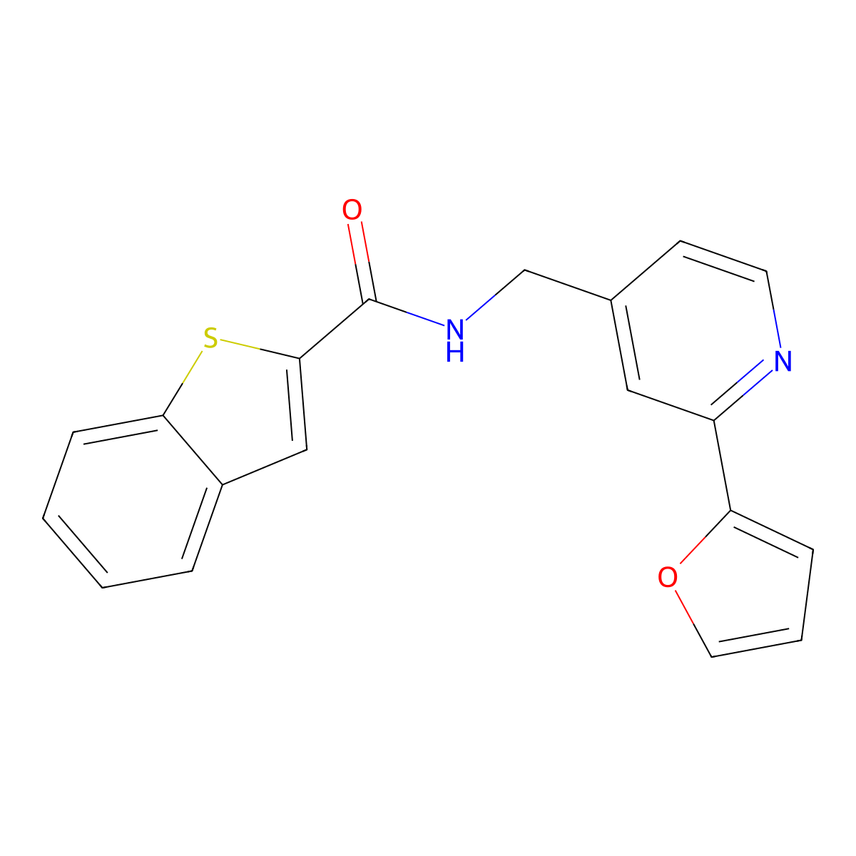 N-((2-(furan-2-yl)pyridin-4-yl)methyl)benzo[b]thiophene-2-carboxamide molecular structure, CAS 2034266-76-5