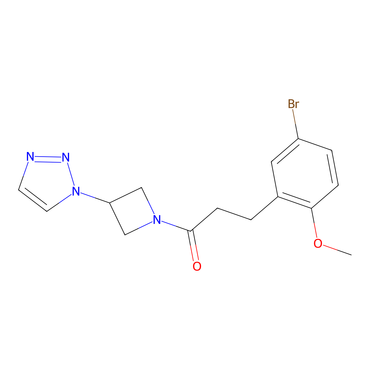 1-(3-(1H-1,2,3-triazol-1-yl)azetidin-1-yl)-3-(5-bromo-2-methoxyphenyl)propan-1-one molecular structure, CAS 2034266-77-6