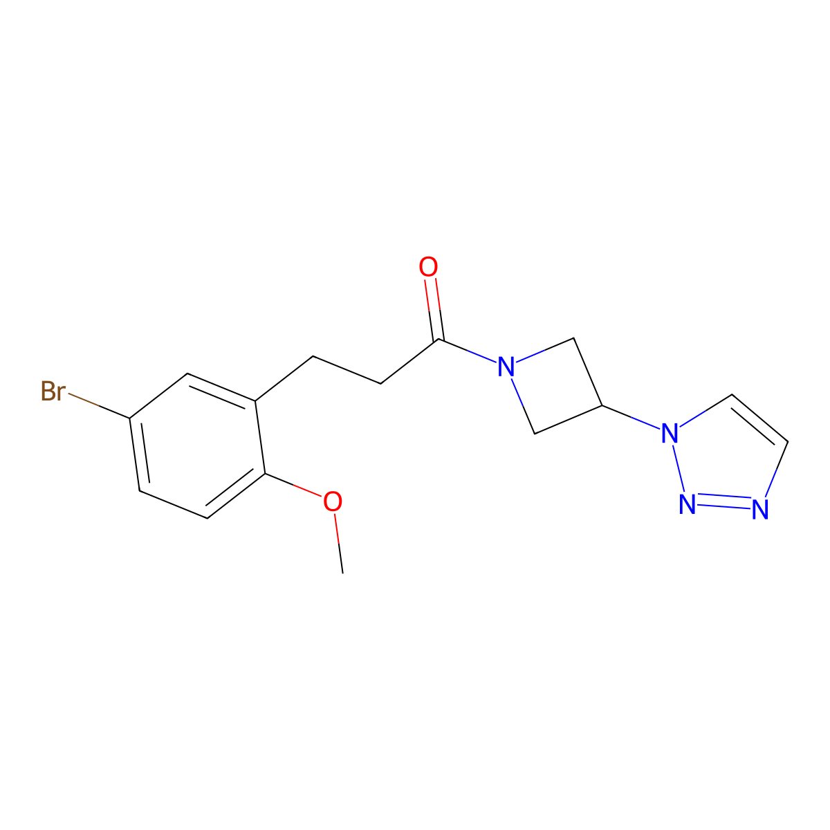 1-(3-(1H-1,2,3-triazol-1-yl)azetidin-1-yl)-3-(5-bromo-2-methoxyphenyl)propan-1-one molecular structure, CAS 2034266-77-6
