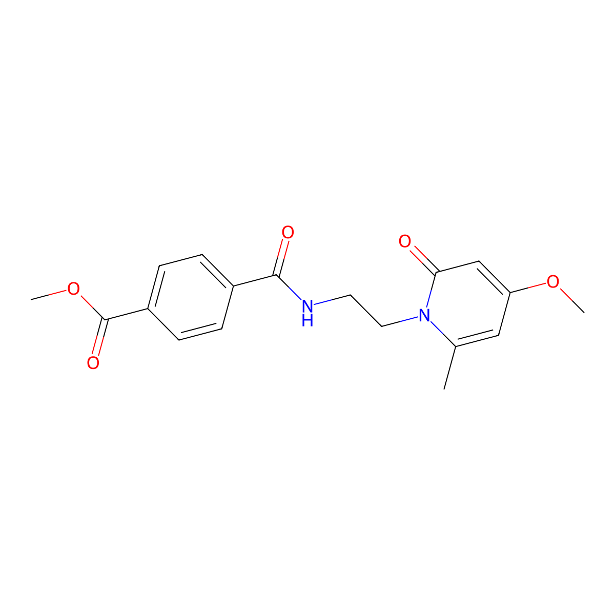 methyl 4-((2-(4-methoxy-6-methyl-2-oxopyridin-1(2H)-yl)ethyl)carbamoyl)benzoate molecular structure, CAS 2034266-79-8