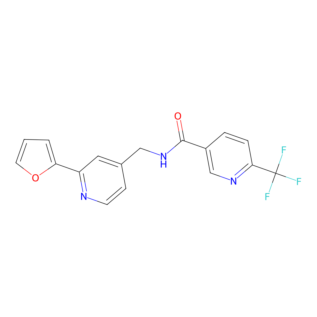 N-((2-(furan-2-yl)pyridin-4-yl)methyl)-6-(trifluoromethyl)nicotinamide molecular structure, CAS 2034266-80-1