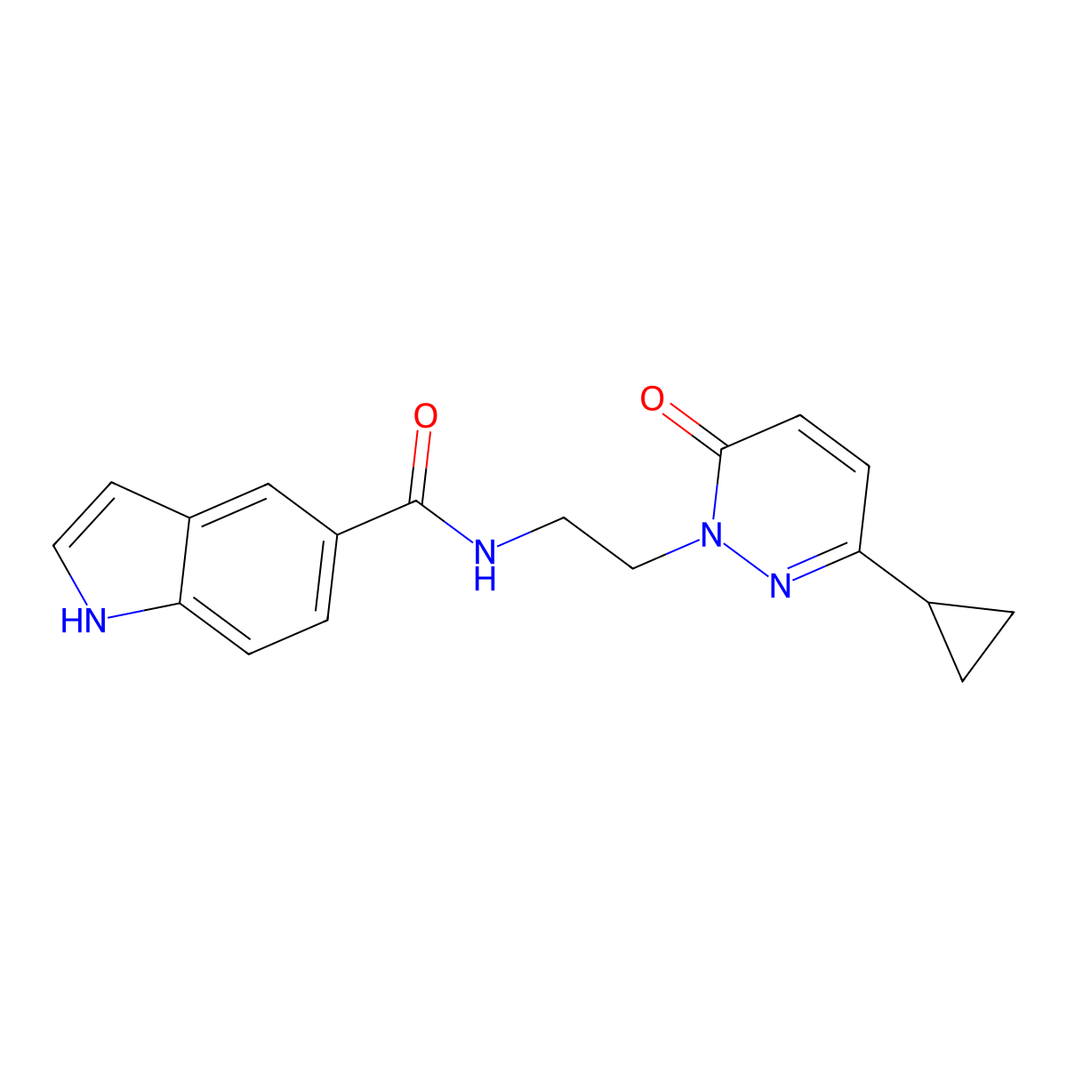 N-(2-(3-cyclopropyl-6-oxopyridazin-1(6H)-yl)ethyl)-1H-indole-5-carboxamide molecular structure, CAS 2034266-81-2