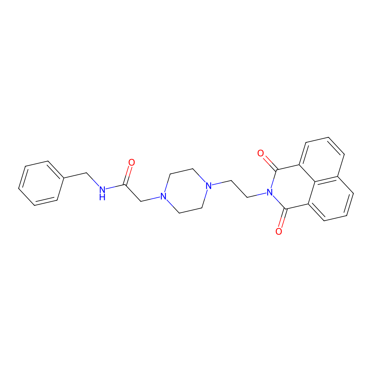 N-benzyl-2-(4-(2-(1,3-dioxo-1H-benzo[de]isoquinolin-2(3H)-yl)ethyl)piperazin-1-yl)acetamide molecular structure, CAS 2034266-87-8
