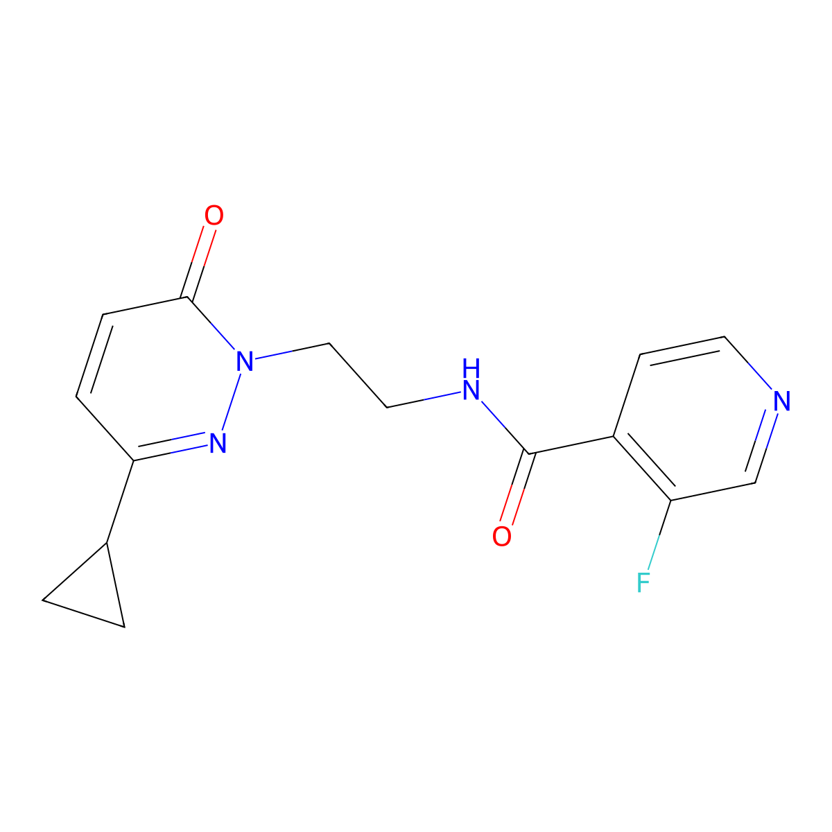 N-(2-(3-cyclopropyl-6-oxopyridazin-1(6H)-yl)ethyl)-3-fluoroisonicotinamide molecular structure, CAS 2034266-88-9