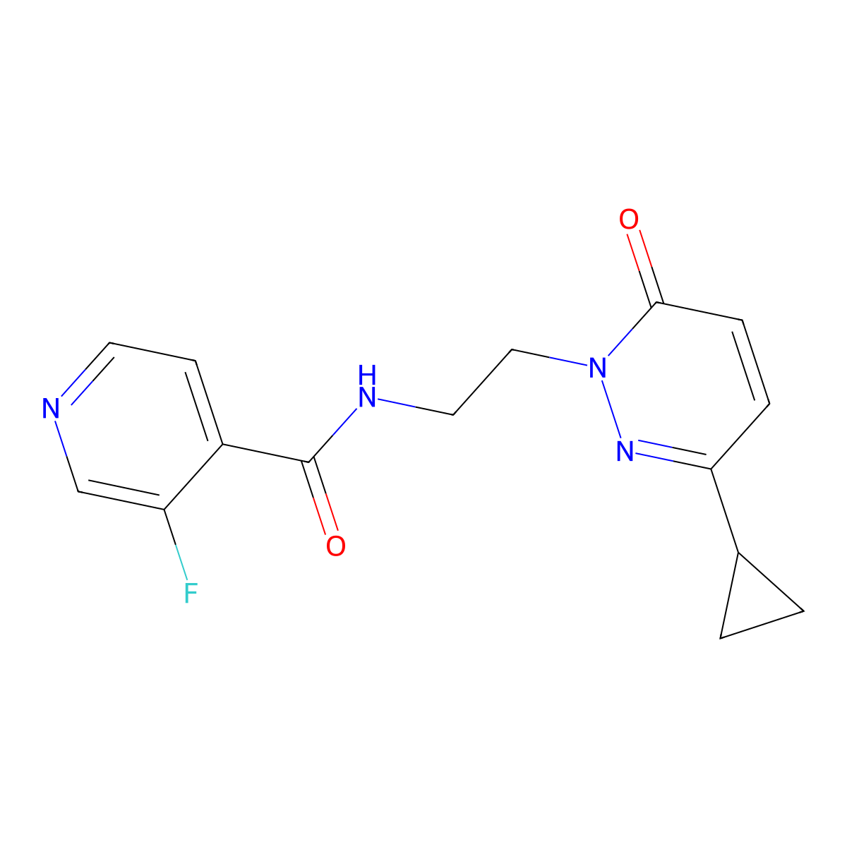 N-(2-(3-cyclopropyl-6-oxopyridazin-1(6H)-yl)ethyl)-3-fluoroisonicotinamide molecular structure, CAS 2034266-88-9