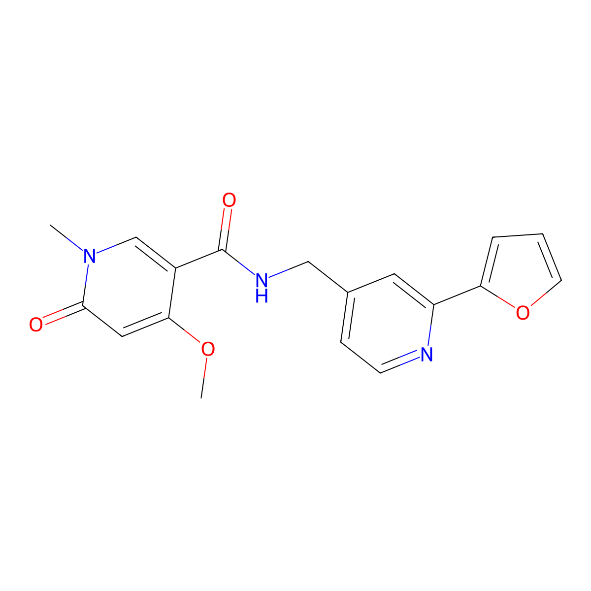 N-((2-(furan-2-yl)pyridin-4-yl)methyl)-4-methoxy-1-methyl-6-oxo-1,6-dihydropyridine-3-carboxamide molecular structure, CAS 2034266-90-3