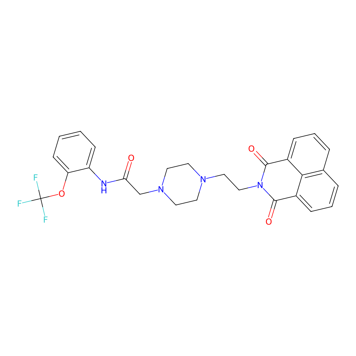 2-(4-(2-(1,3-dioxo-1H-benzo[de]isoquinolin-2(3H)-yl)ethyl)piperazin-1-yl)-N-(2-(trifluoromethoxy)phenyl)acetamide molecular structure, CAS 2034266-95-8