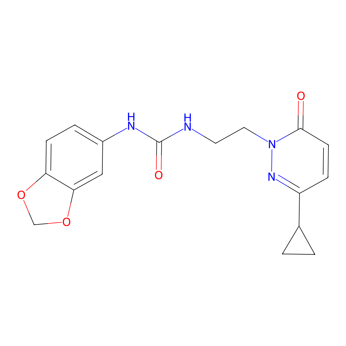 1-(benzo[d][1,3]dioxol-5-yl)-3-(2-(3-cyclopropyl-6-oxopyridazin-1(6H)-yl)ethyl)urea molecular structure, CAS 2034266-97-0