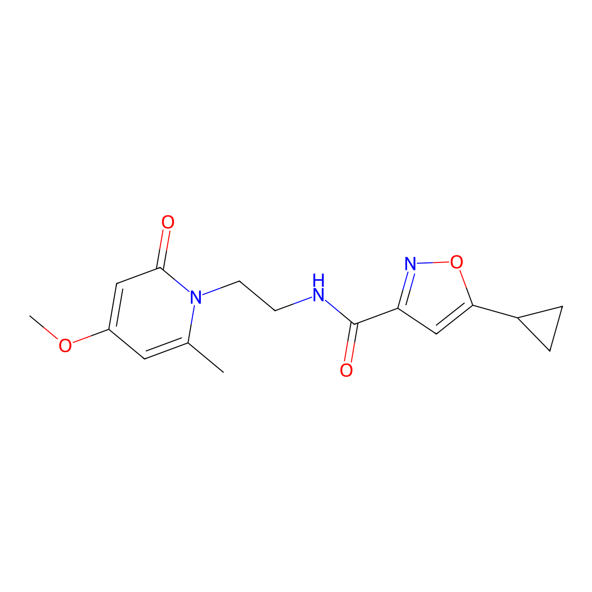 5-cyclopropyl-N-(2-(4-methoxy-6-methyl-2-oxopyridin-1(2H)-yl)ethyl)isoxazole-3-carboxamide molecular structure, CAS 2034267-01-9